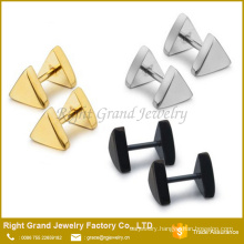 Fashion Silver Gold Black Titanium Plated Stainless Steel Triangle Stud Earrings